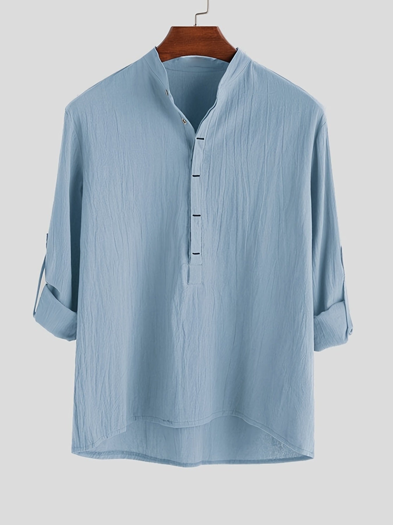 Herren Henley Langarmshirt mit Stehkragen und Knopfleiste – Modernes Freizeitoberteil für stilvolle Anlässe