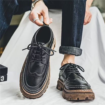 Herren Vintage Brogue Halbschuhe mit dicker Sohle – Elegante Schnürschuhe für Alltag und Anlass