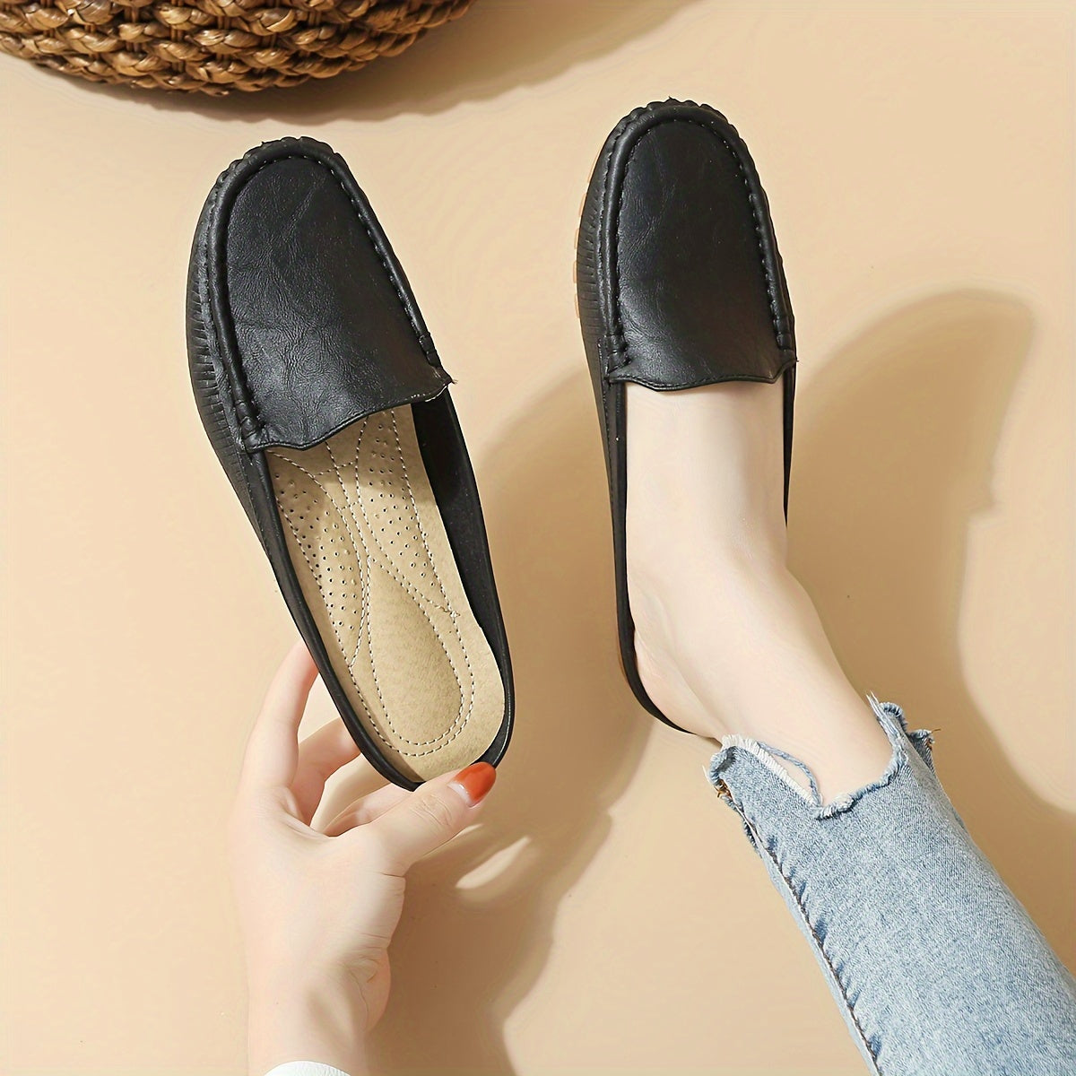 Damen Mokassins Bequeme Slipper für Alltag und Freizeit
