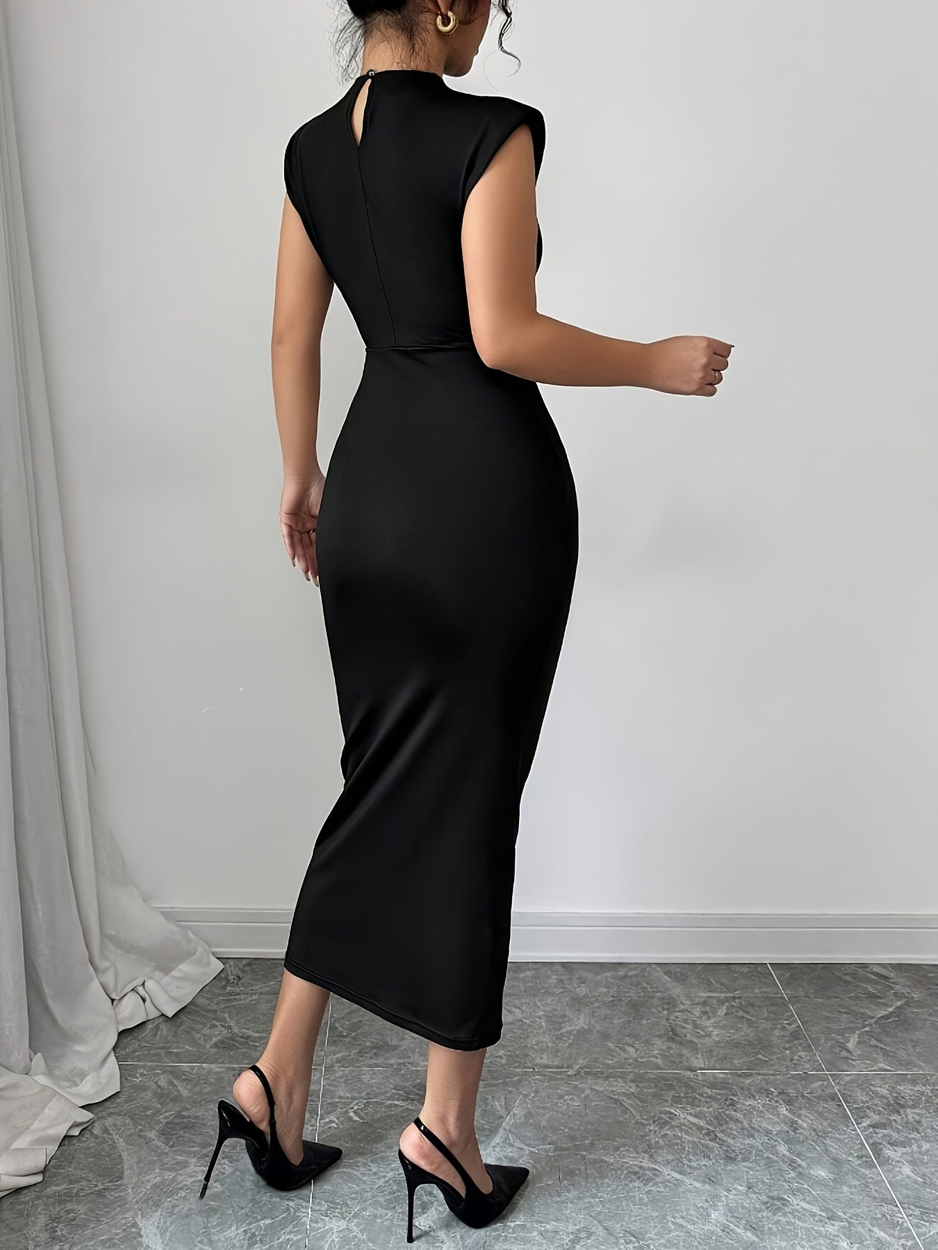 Elegantes Damen Bodycon Kleid mit Mandarin-Kragen für besondere Anlässe