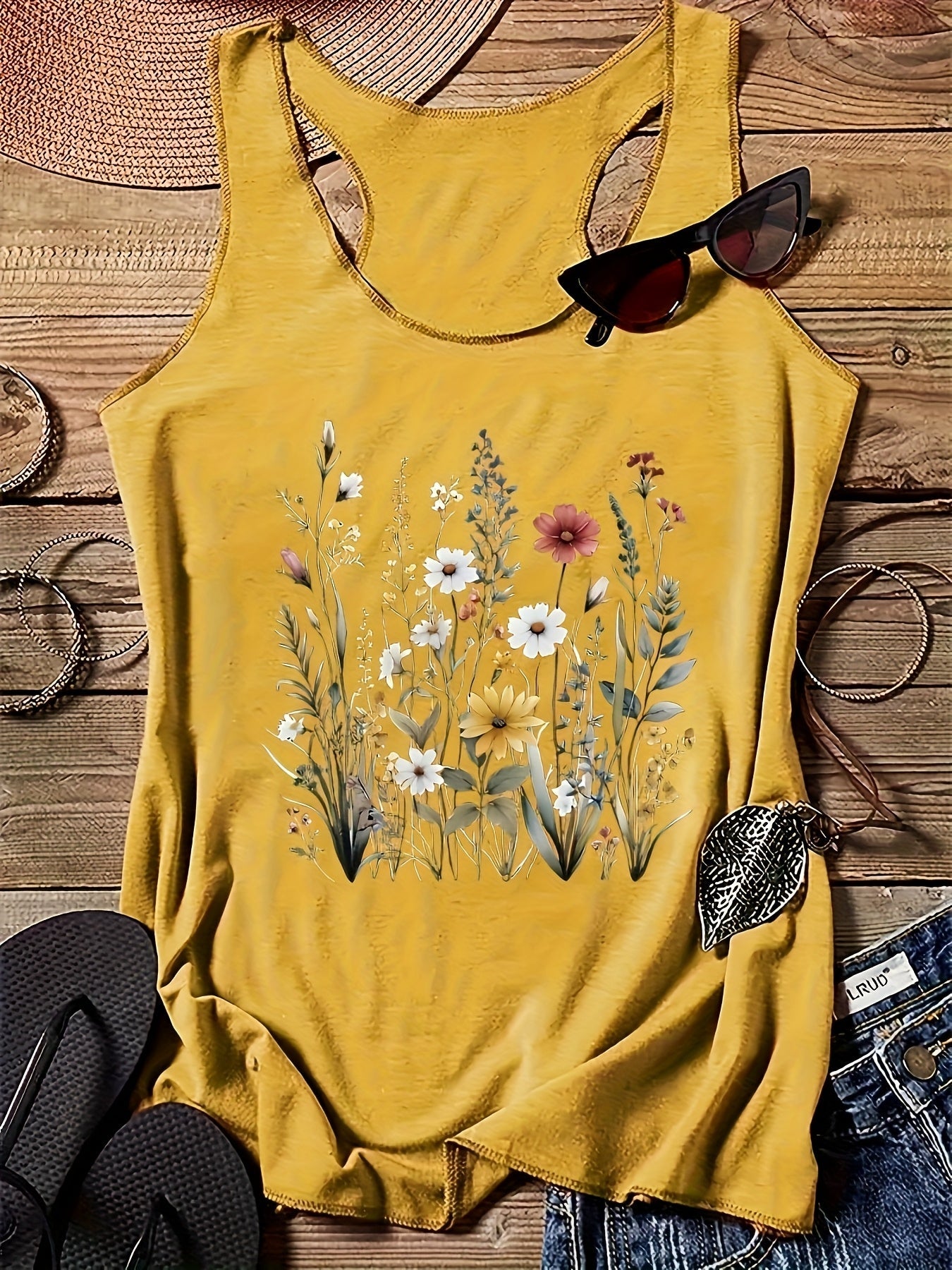 Damen Tanktop mit floralem Boho-Print – Sommer Freizeitshirt für Damen