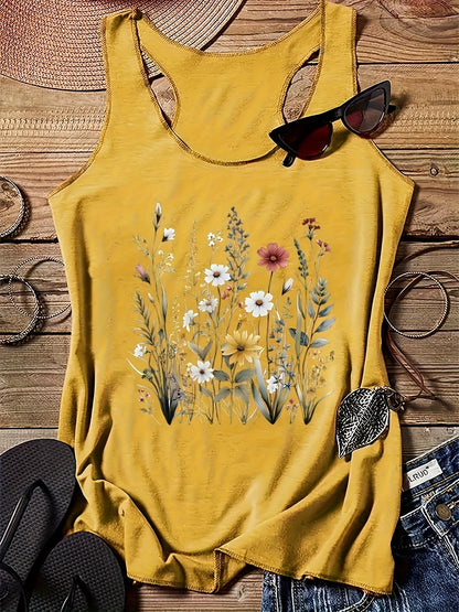Damen Tanktop mit floralem Boho-Print – Sommer Freizeitshirt für Damen