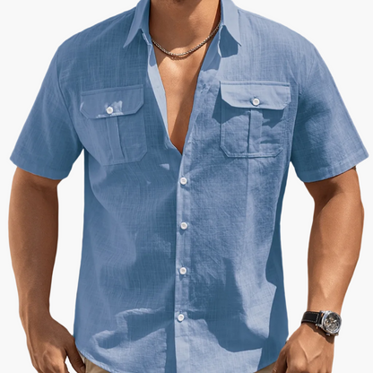 Herren Freizeit Kurzarm Hemd mit Brusttaschen – Sommer Stil für Alltag und Urlaub