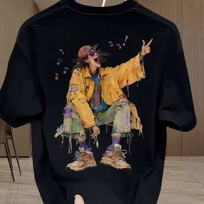 Herren Urban Streetwear T-Shirt mit künstlerischem Grafikdruck – Modernes Freizeitshirt