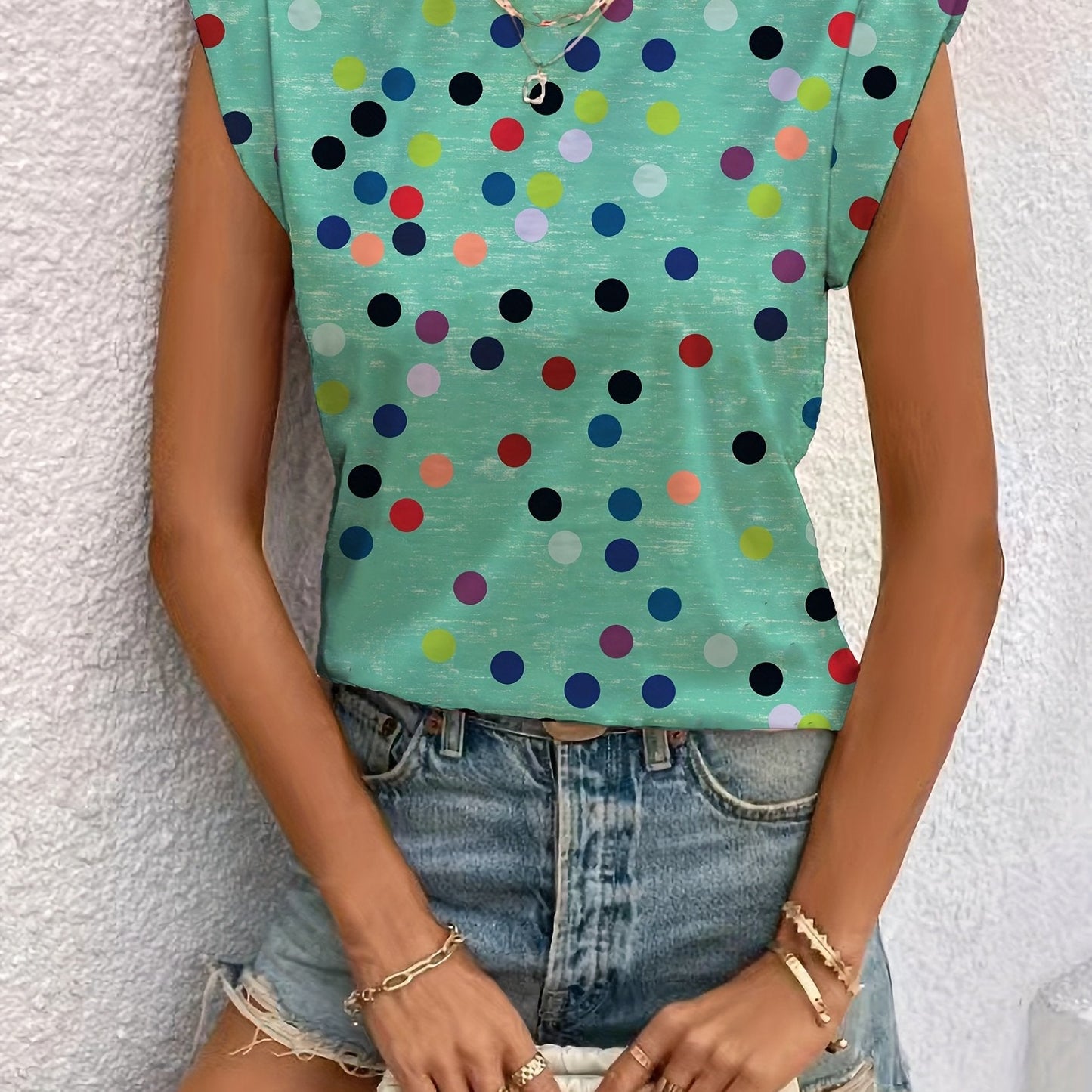 Damen Polka Dot Ärmelloses Oberteil Modern Freizeit