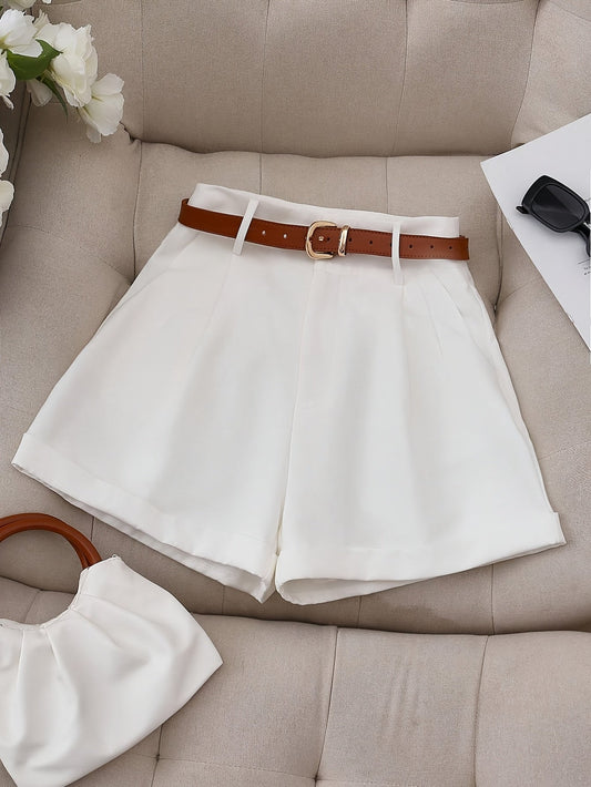 Damen Elegante High-Waist Shorts mit Gürtel – Perfekt für Alltag & Büro