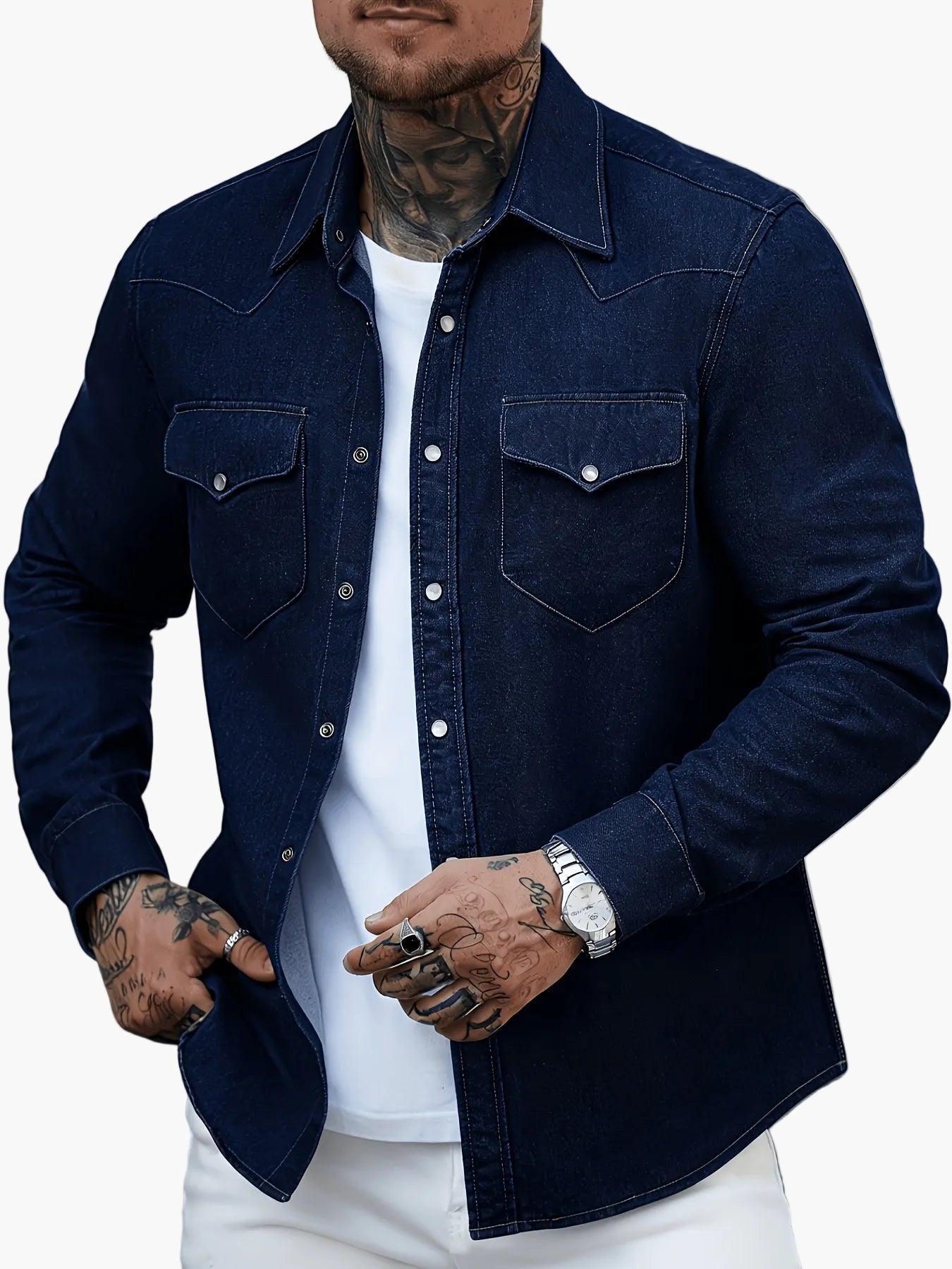 Herren Denim Hemd im Casual Western Stil – Perfekt für Freizeit und Alltag