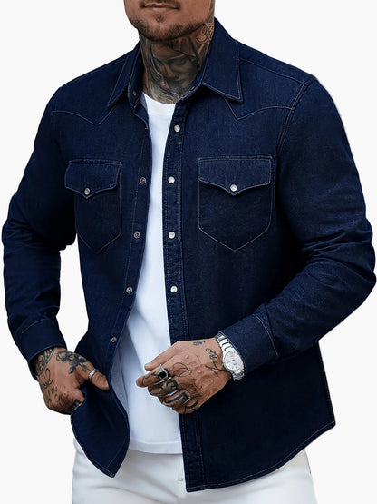 Herren Denim Hemd im Casual Western Stil – Perfekt für Freizeit und Alltag