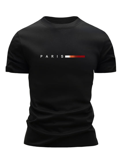 Herren T-Shirt 3er Set – Modernes Paris Print Design, Freizeit & Alltag, Rundhals