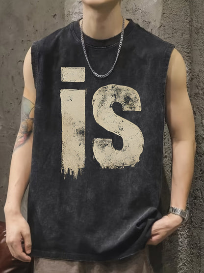 Herren Streetwear Muskelshirt mit Vintage-Print und Urbanem Stil – Ärmelloses Tank Top für Freizeit & Fitness