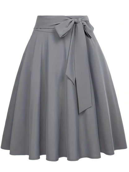 Damen Vintage A-Linien Rock mit Schleife – Eleganter Swingrock für Alltag & Freizeit