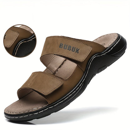 Herren Komfort Sandalen BUBUK – Bequeme Freizeitsandalen mit Doppelt Klettverschluss für Alltag und Freizeit