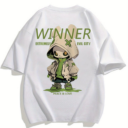 Herren Oversize Streetwear T-Shirt mit Cartoon-Print und Urban Style für Alltag und Freizeit
