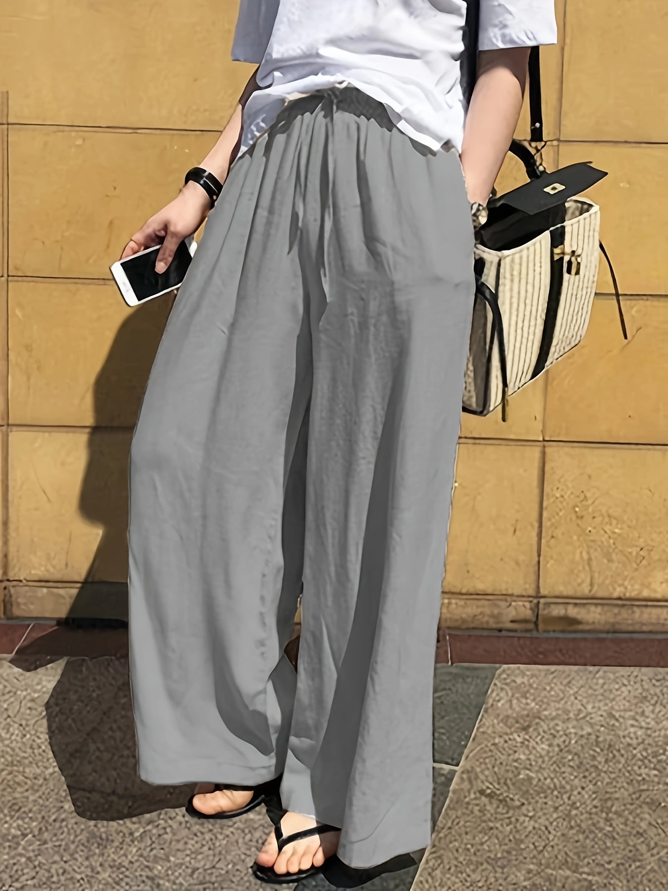 Damen Weite Freizeithose mit Kordelzug – Eleganter und Bequemer Casual-Look