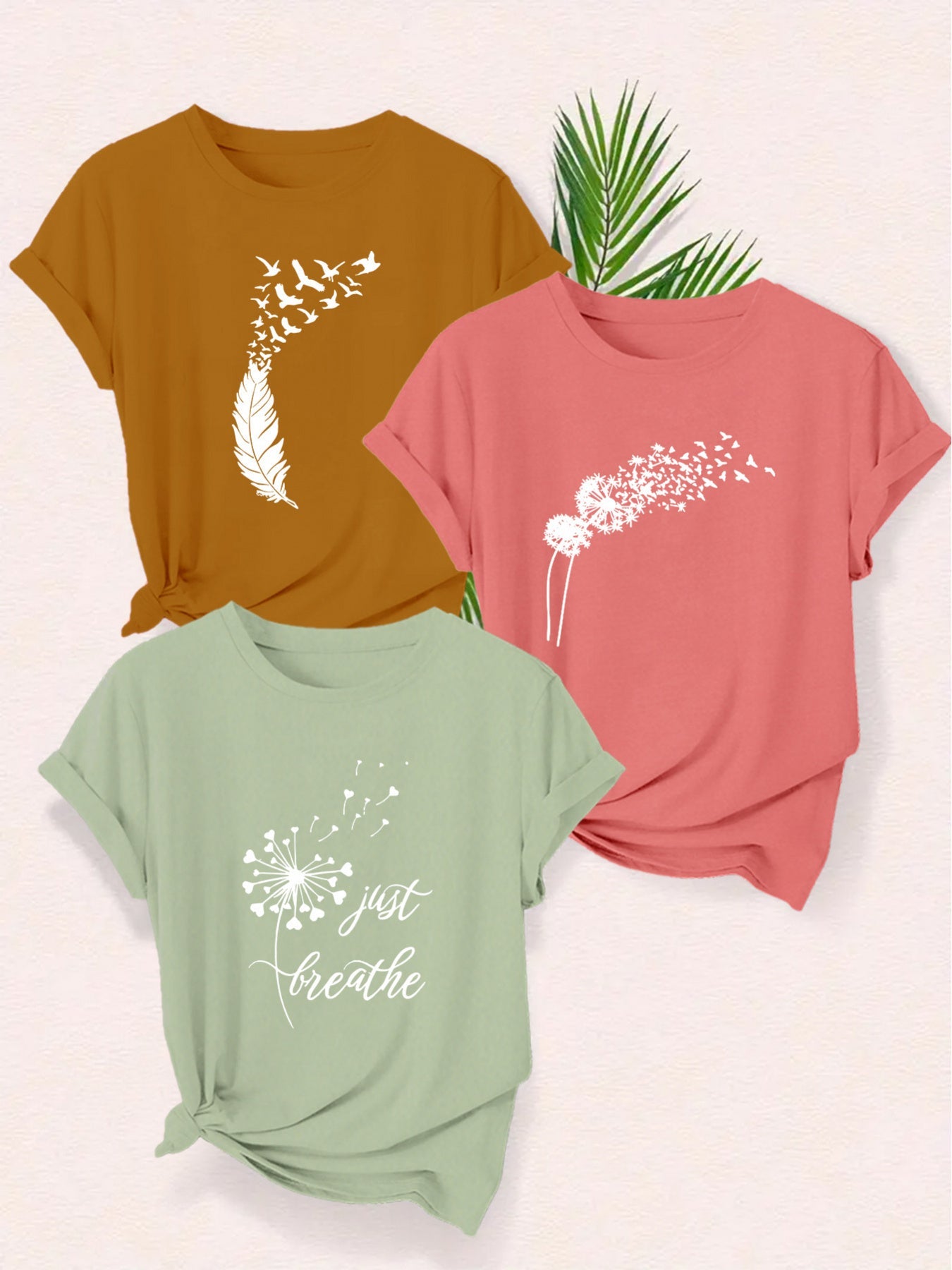 Damen T-Shirt Set mit Natur-Motiven und inspirierenden Prints – Lässige Kurzarmshirts für entspannte Outfits