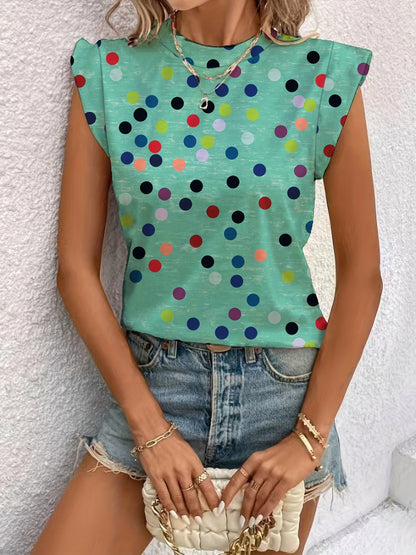 Damen Polka Dot Ärmelloses Oberteil Modern Freizeit