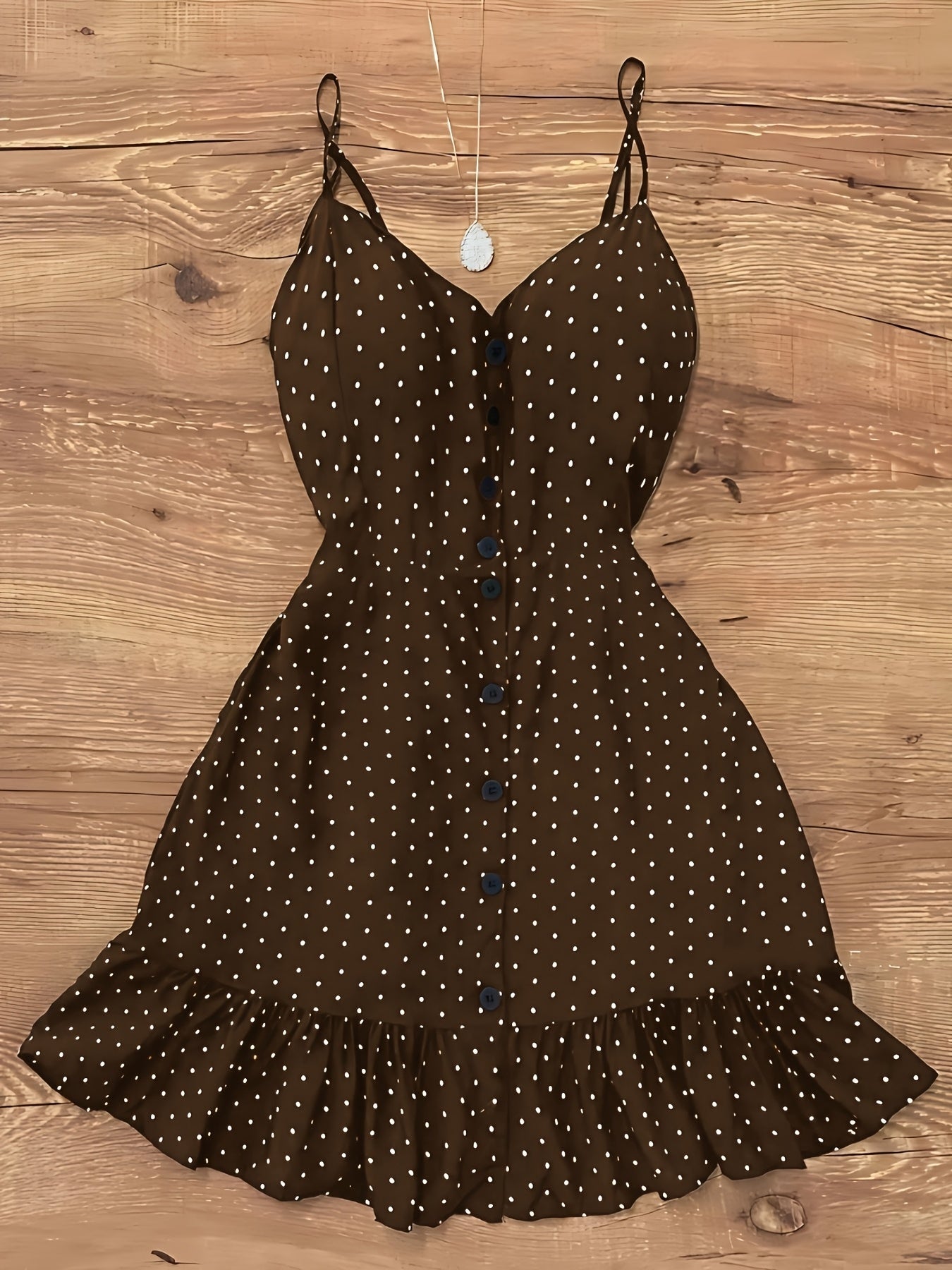 Damen Polka Dot Kleid mit Knopfleiste und Rüschen – Vintage-inspirierter Sommer-Look