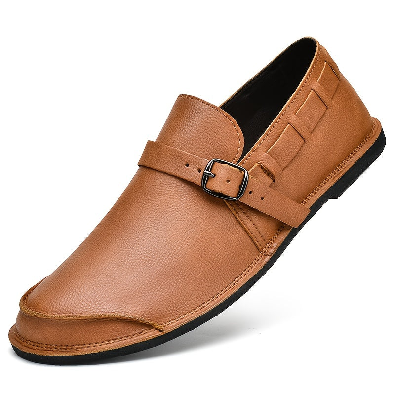 Herren Slip-On Business-Lederloafers mit Schnalle – Elegante Freizeitschuhe für Büro & Alltag