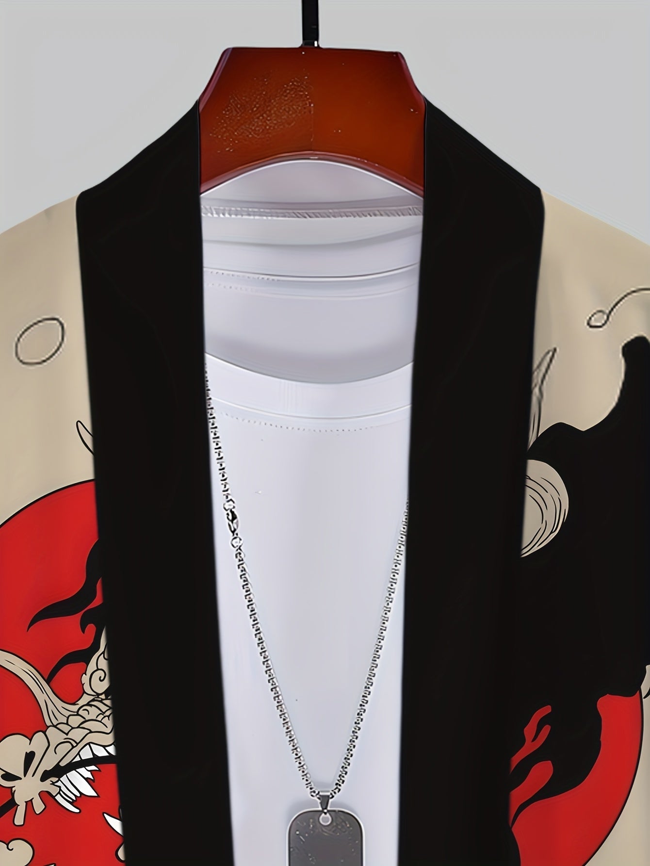 Herren Kimono Cardigan mit Drachen- und Samurai-Motiv – Japanischer Streetwear-Stil