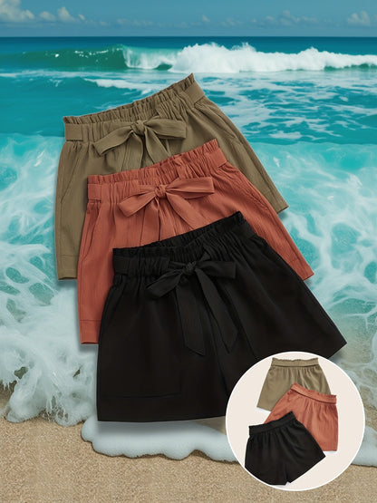 Damen Sommer Shorts mit Schleife – Lässige High-Waist Shorts für Urlaub & Freizeit