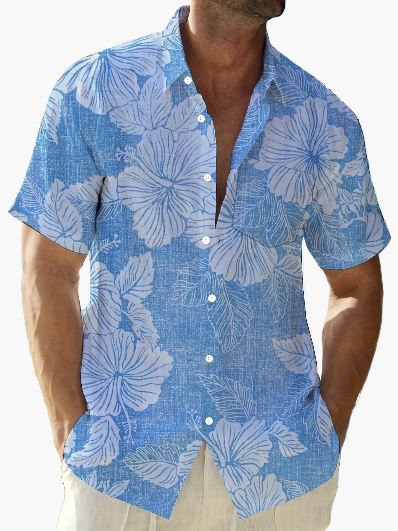 Herren Freizeithemd mit tropischem Blumenmuster – Perfekt für Urlaub & Sommer