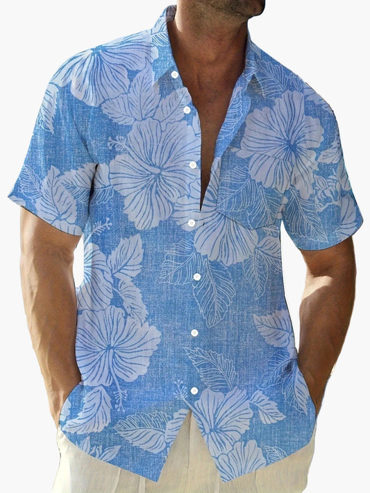 Herren Freizeithemd mit tropischem Blumenmuster – Perfekt für Urlaub & Sommer