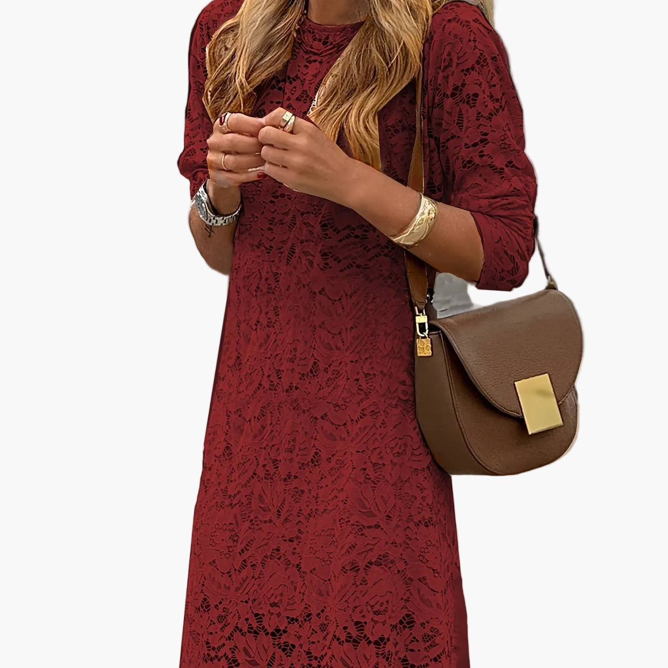 Damen Maxikleid Elegant mit Spitzenmuster – Stilvolles Bodycon Kleid für Alltag und besondere Anlässe