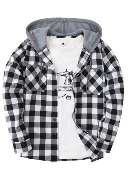 Herren Karohemd mit Kapuze und T-Shirt-Layer – Lässiges Outdoor Overshirt
