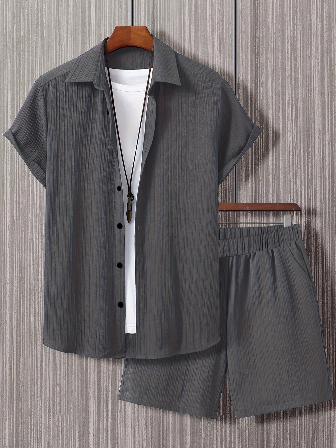 Herren Sommer Freizeit Set – Kurzarm Hemd und Shorts, Modernes Lounge Outfit für Alltag & Urlaub