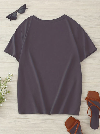 Damen T-Shirt mit Blumen- und Federprint, Casual Style, Ideal für Sommer und Freizeit