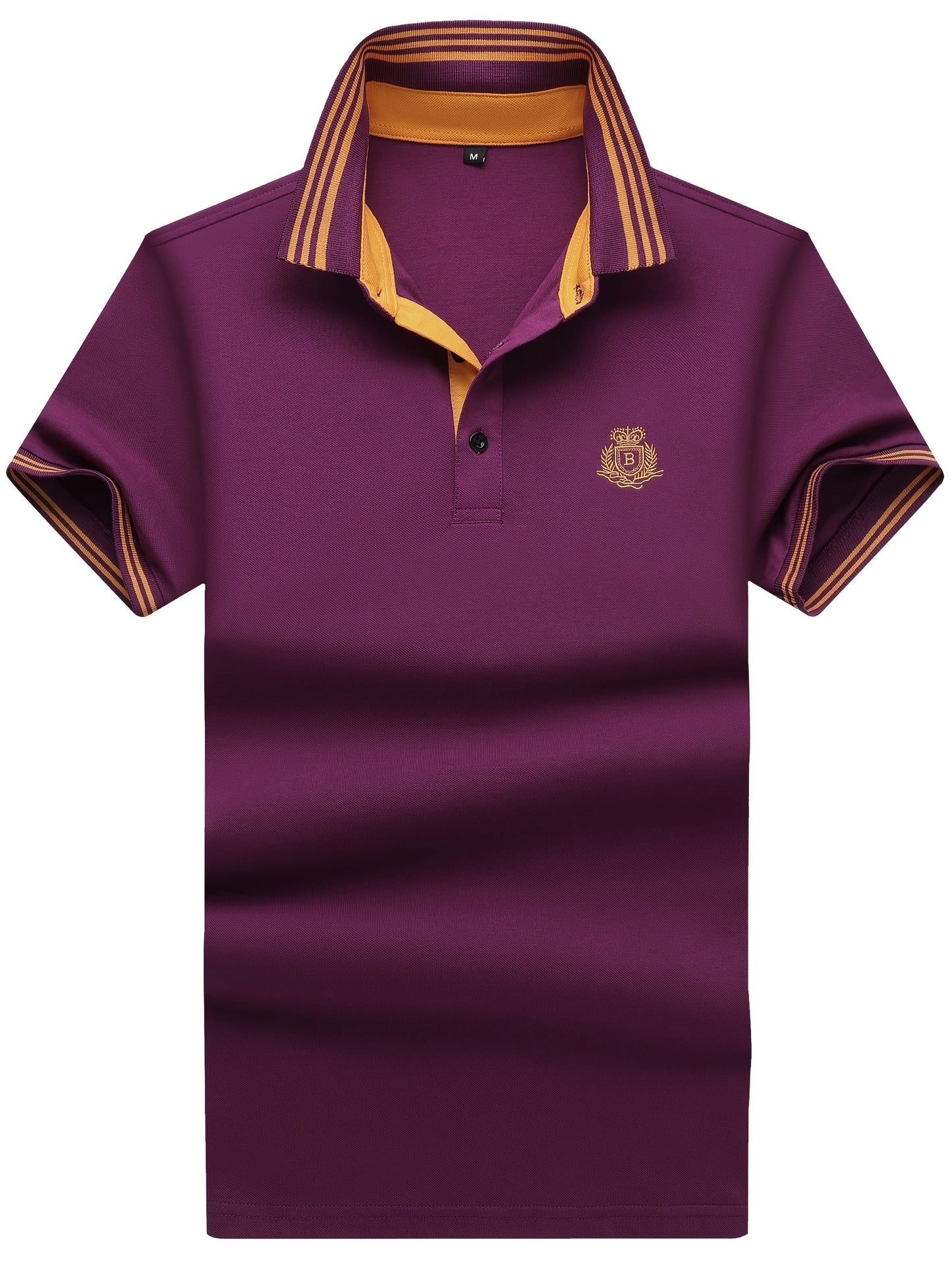Herren Polo Shirt Klassisch Sportlich mit gesticktem Wappen und Kontrastkragen – Freizeit & Business