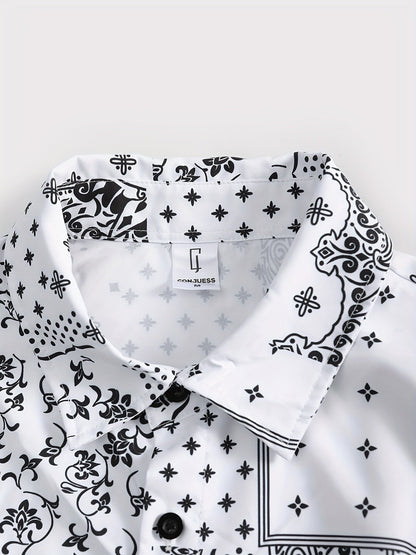 Herren Freizeit Set Kurzarm Hemd und Shorts mit Paisley Muster – Sommer Outfit für Alltag und Urlaub