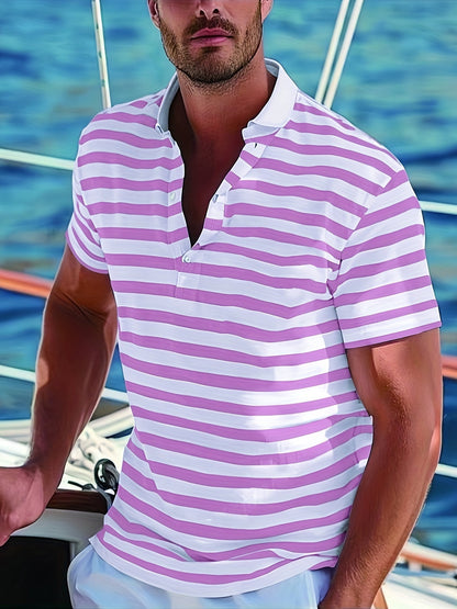 Herren Poloshirt im maritimen Streifen-Look – Perfekt für Freizeit & Segelausflüge