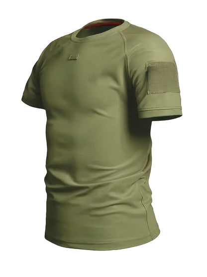 Herren Taktisches Kurzarmshirt mit Schultertaschen und Patch-Flächen – Outdoor & Einsatz