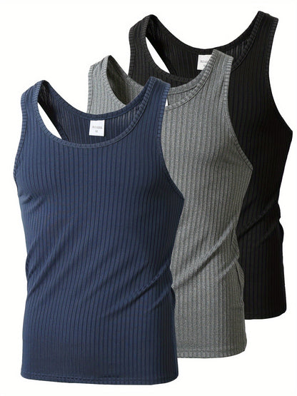 Herren Sportliche Tanktops 3er-Pack – Bequeme Freizeit- und Fitnessshirts