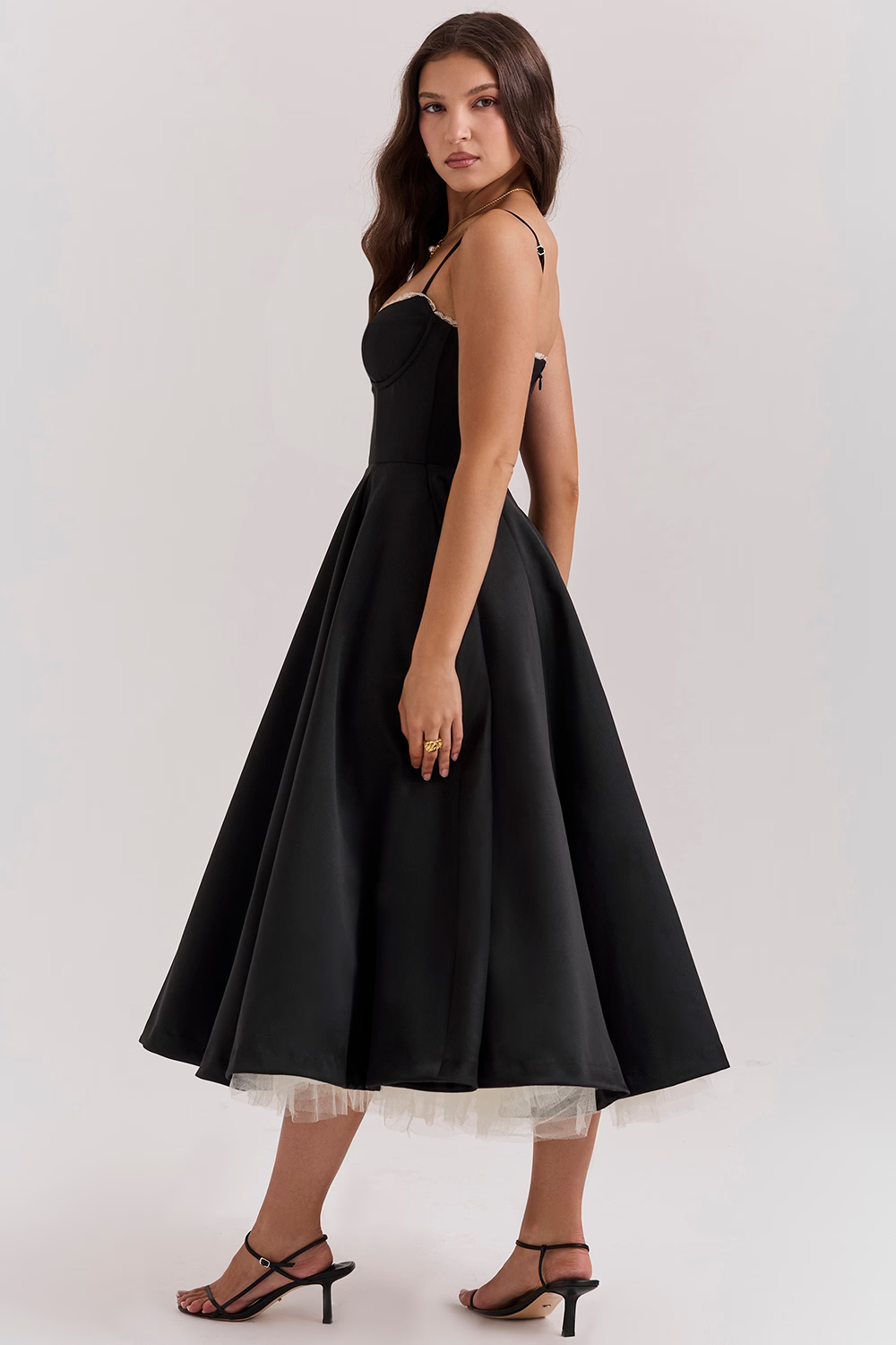 Damen Festliches Cocktailkleid Abendkleid mit Bustier und weitem Rock – Eleganter Vintage-Look für besondere Anlässe