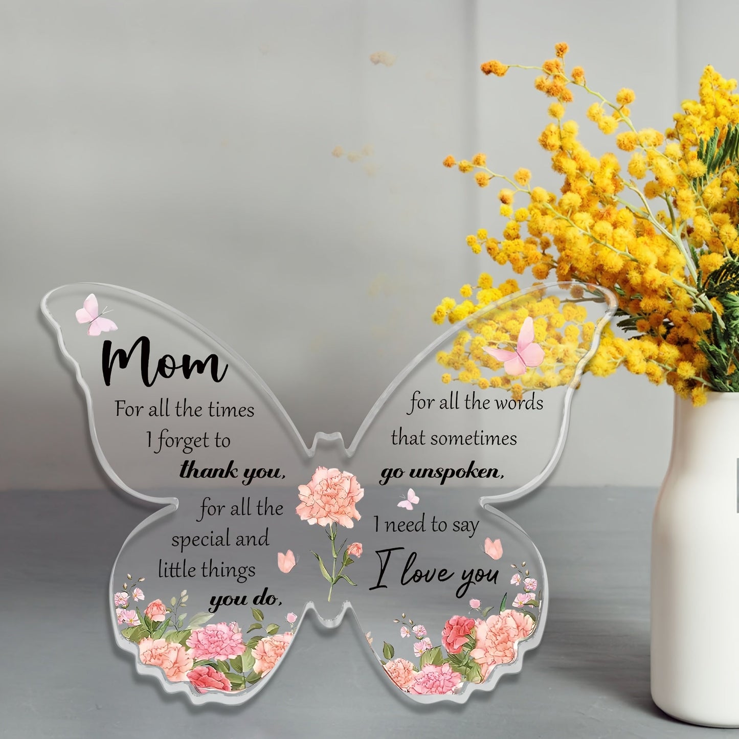 Schmetterling Acryl Deko – Muttertag Geschenk für Frauen – Vintage Stil, Dankbarkeit & Liebe, Tischdeko