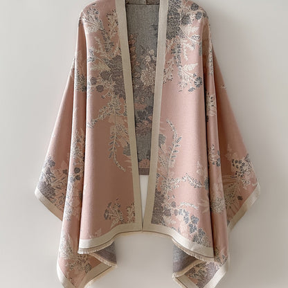 Damen Kimono Cardigan mit floralem Vintage-Muster – Elegante offene Umhangjacke für Freizeit und besondere Anlässe