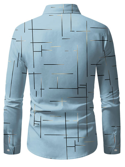 Herren Modernes Business Freizeithemd mit Geometrischem Print – Stilvoll für Büro & Alltag