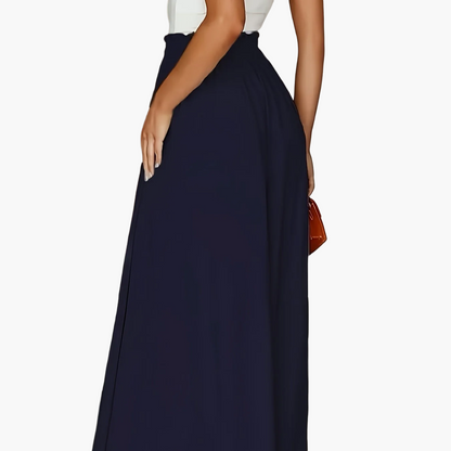 Damen Elegante Maxirock mit Hoher Taille und Bindegürtel – Weit Geschnitten, Perfekt für Alltag & Urlaub