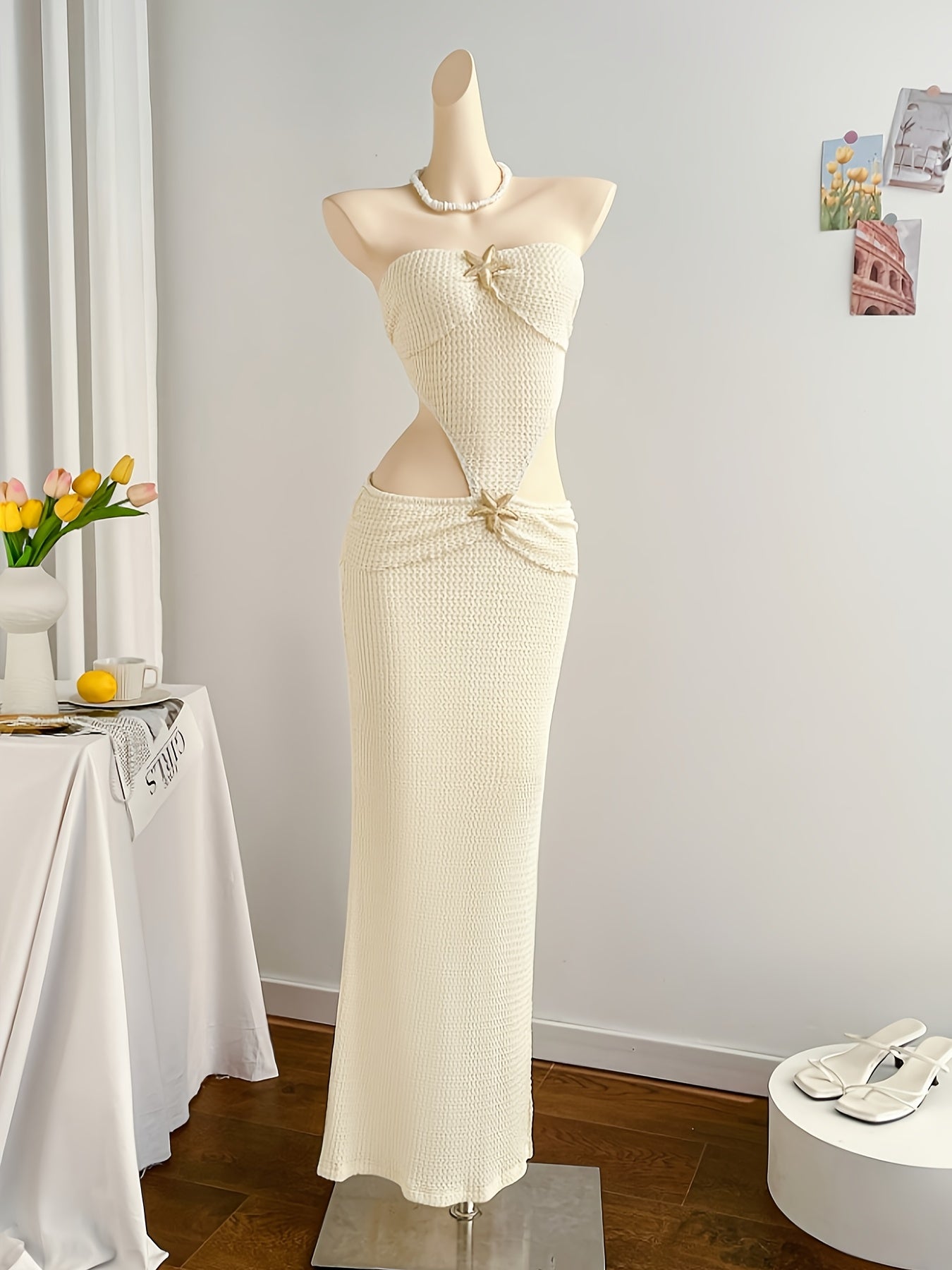 Damen Maxikleid Elegant Cut-Out Strand Party Abendmode