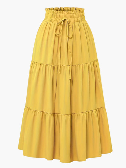 Damen Maxirock mit hoher Taille und Stufen-Design – Eleganter Freizeitrock für Frühling und Sommer