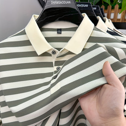 Herren Poloshirt mit klassischem Streifenmuster – Kurzarm, maritimer Look, eleganter Freizeitstil