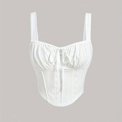 Damen Bustier Top im Corsagen-Stil mit Stickerei und Schleifendetail – Modisches Sommer-Oberteil für Alltag und Party