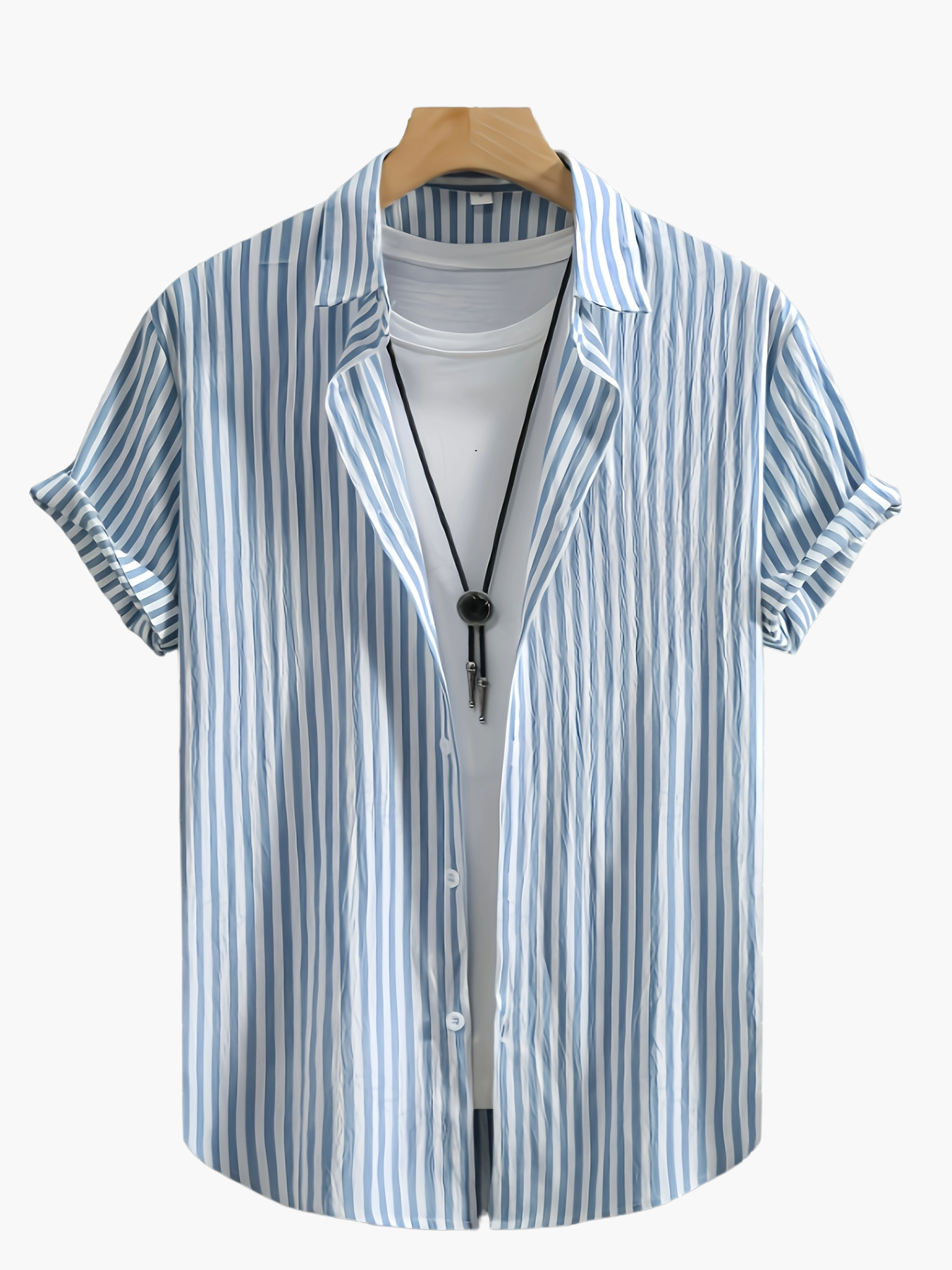 Herren Sommer Freizeit Hemd mit Streifenmuster – Kurzarm, Lässiger Stil, Perfekt für Alltag und Urlaub