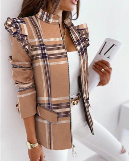 Carly – Jacke mit Leopardenmuster und Rüschen