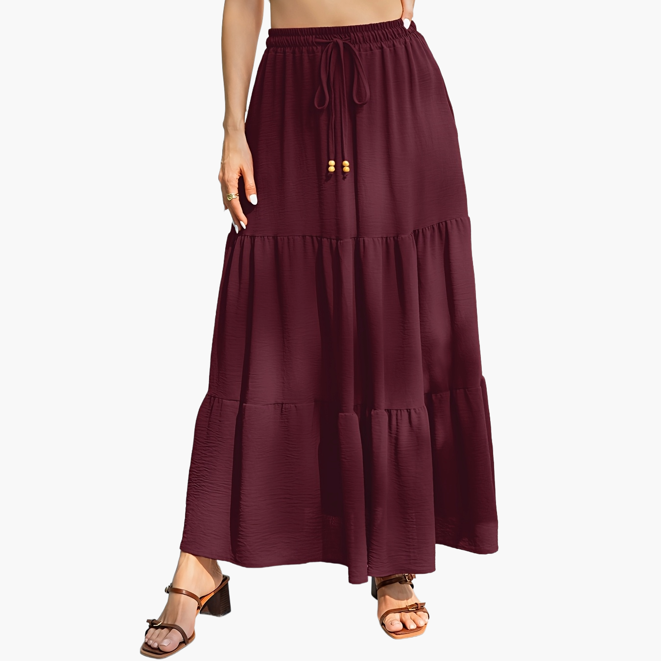 Damen Boho Maxirock mit Kordelzug – Lässiger Sommerrock für Freizeit und Strand
