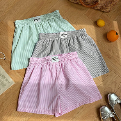 Damen Pyjama Shorts Set – Gestreifte lockere Homewear, bequem & stilvoll