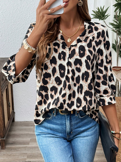Damen Bluse mit Leopardenmuster – Eleganter Stil für Büro & Freizeit