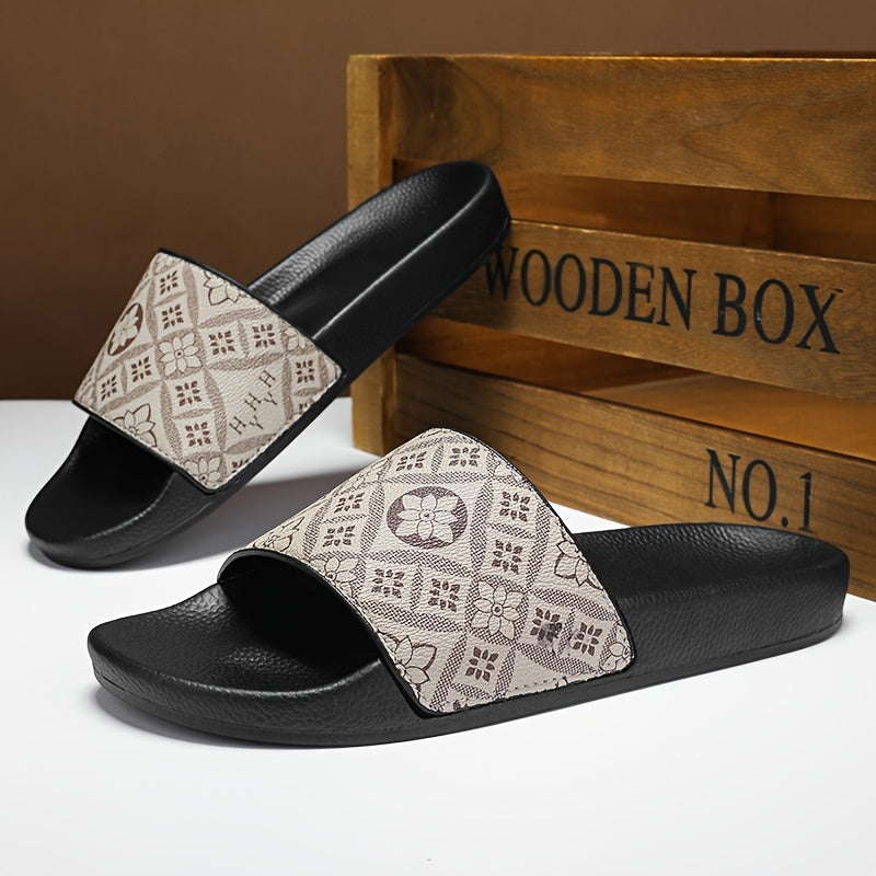 Herren Slide Sandalen mit geometrischem Muster – Stilvolle Freizeitschuhe für Alltag & Entspannung